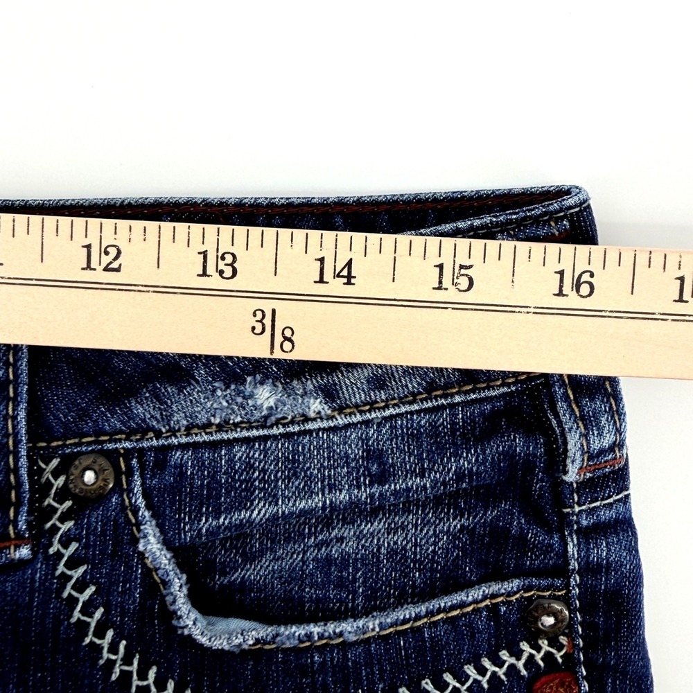 Silver Jeans Tuesday Flare Women 31x31 Dark Wash Low Rise Distressed - Picture 11 of 14